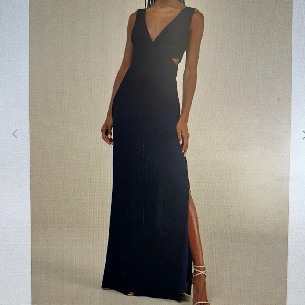 Lulus Navy blue plisse cutout sleeveless maxi dress
